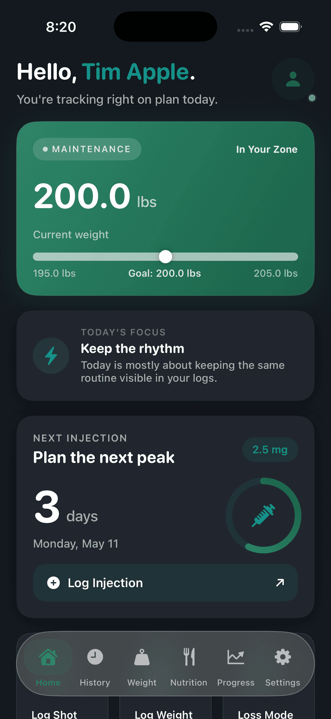 Steady home screen in dark mode